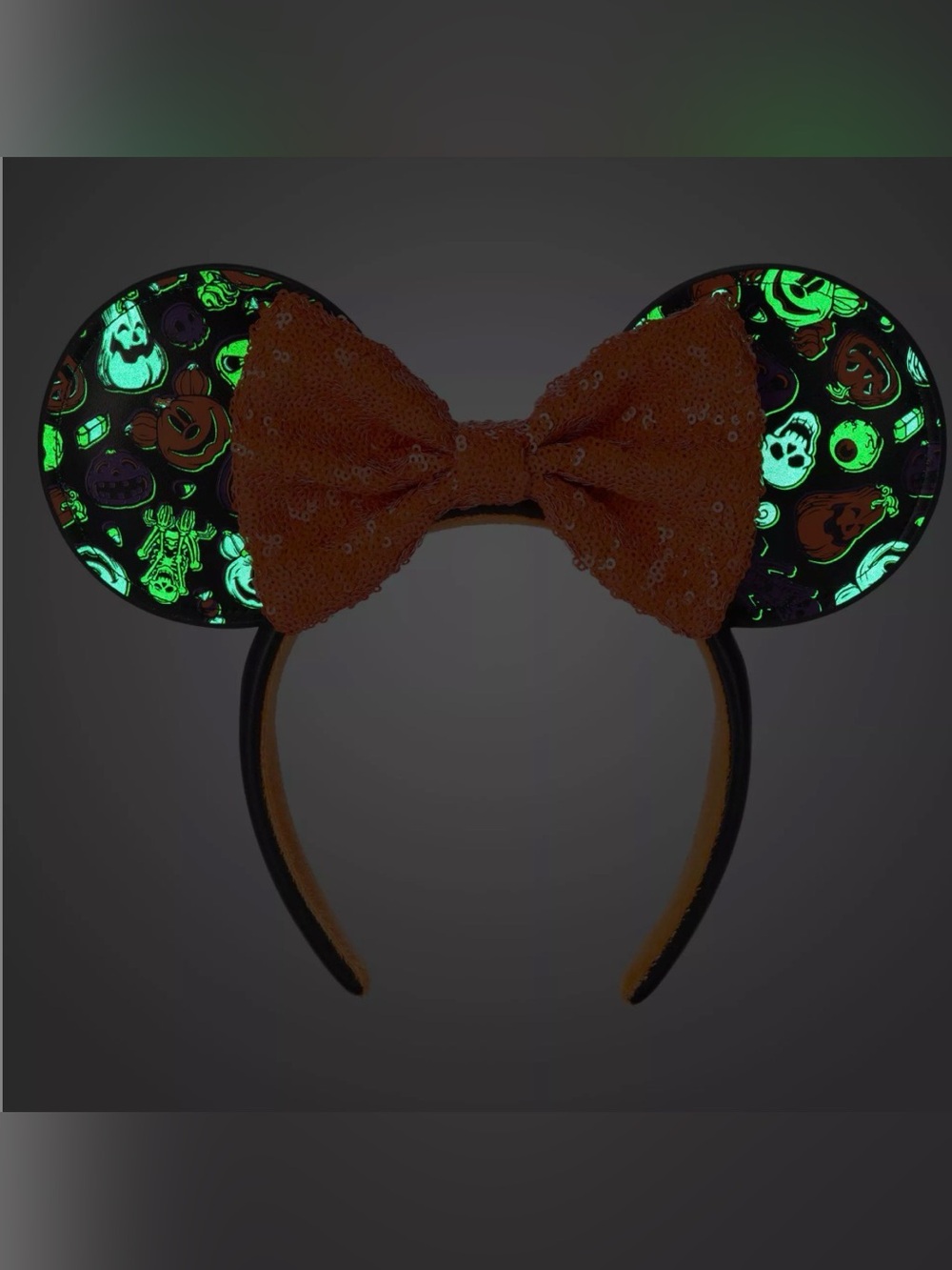 Glow-in-the-Dark Halloween Ears Headband with Sequin Bow